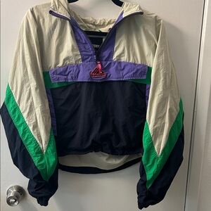 Superdry Green and Purple Cropped Windbreaker